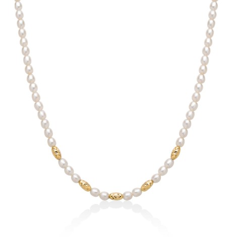 Collana Miluna Argento Dorato Filo di Perle PCL6648G