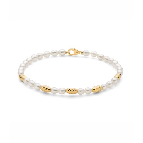 Bracciale Miluna Argento Dorato Filo Di Perle PBR3634G