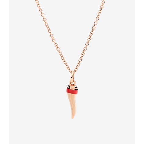 Ciondolo Dodo Corno Oro Rosa 9kt e Smalto