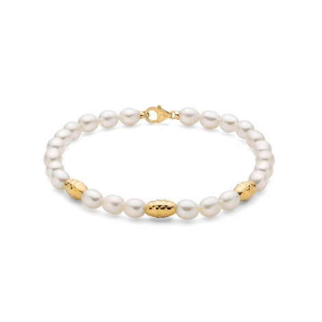 Bracciale Miluna Argento Dorato Filo Di Perle PBR3639B