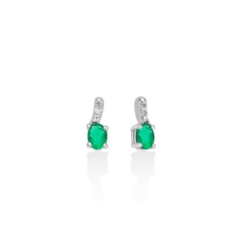 Orecchini Miluna Oro Bianco 9Kt Smeraldi e Diamanti ERD2794X