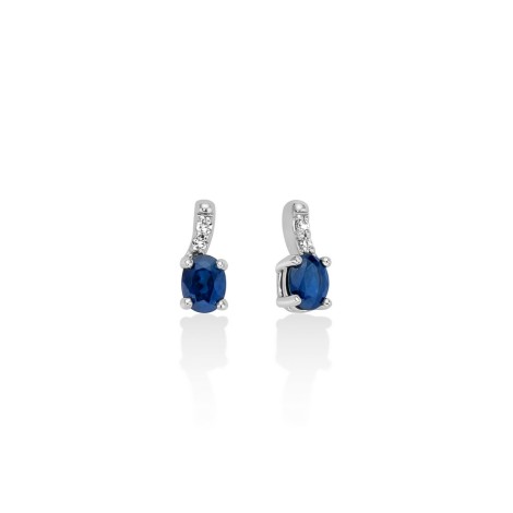 Orecchini Miluna Oro Bianco 9Kt Zaffiri e Diamanti ERD2798X