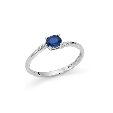 Anello Miluna Zaffiro e Diamanti Oro Bianco 9kt LID3740X