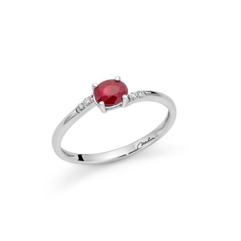 Anello Miluna Rubino e Diamanti Oro Bianco 9kt LID3738X