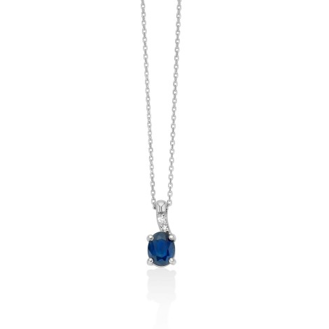 Collana Miluna Oro Bianco 9kt Zaffiro CLD4663X