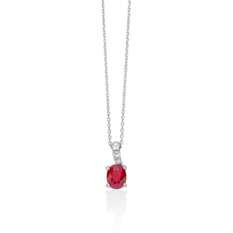Collana Miluna Oro Bianco 9kt Rubino CLD4662X