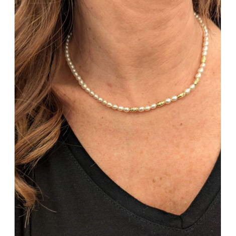 Collana Miluna Argento Dorato Filo di Perle PCL6648G