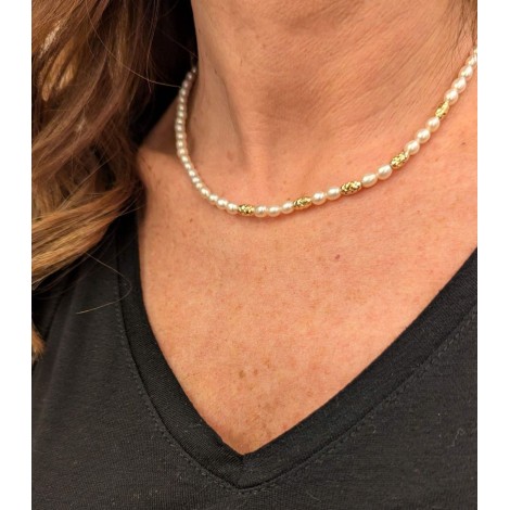 Collana Miluna Argento Dorato Filo di Perle PCL6648G