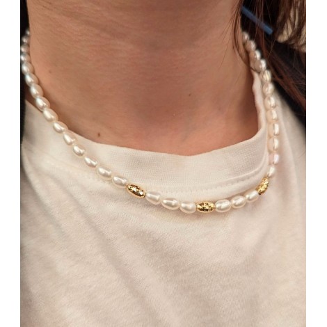 Collana Miluna Argento Dorato Filo di Perle PCL6653G