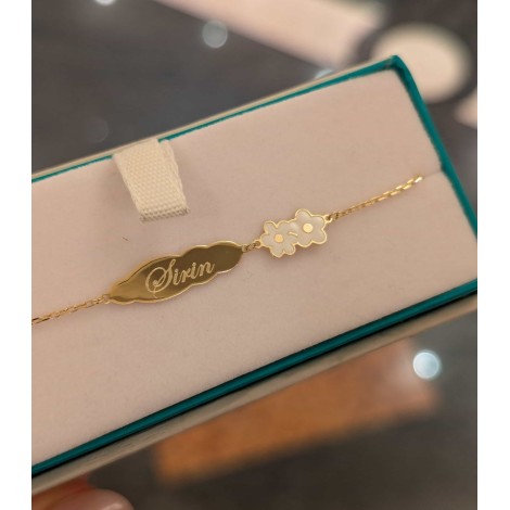 Bracciale Le Bebé Toys Targhetta Fiori Oro giallo PMG143