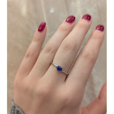 Anello Miluna Zaffiro e Diamanti Oro Bianco 9kt LID3740X
