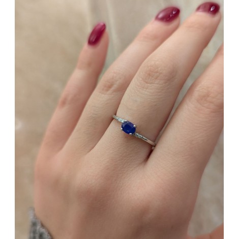 Anello Miluna Zaffiro e Diamanti Oro Bianco 9kt LID3740X