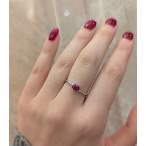 Anello Miluna Rubino e Diamanti Oro Bianco 9kt LID3738X