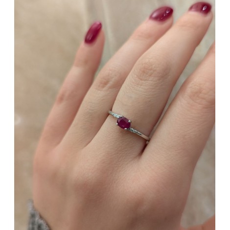 Anello Miluna Rubino e Diamanti Oro Bianco 9kt LID3738X
