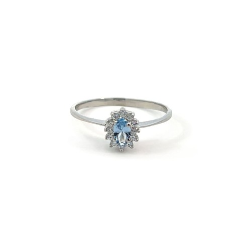 Anello Stella Oro Bianco e Zirconi