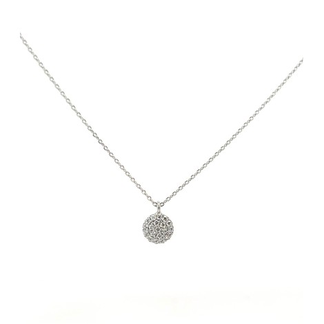 Collana Pendente Tondo Oro Bianco 9kt Zirconi