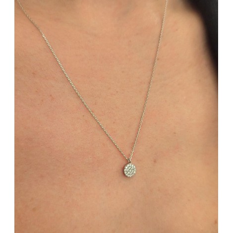 Collana Pendente Tondo Oro Bianco 9kt Zirconi