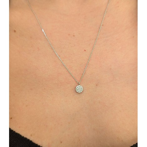 Collana Pendente Tondo Oro Bianco 9kt Zirconi