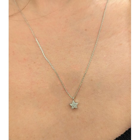 Collana Pendente Mini Stella Oro Bianco 9kt Zirconi