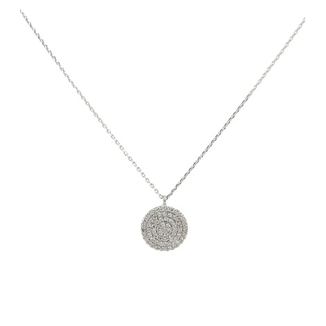 Collana Pendente Tondo Oro Bianco 9kt