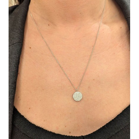 Collana Pendente Tondo Oro Bianco 9kt