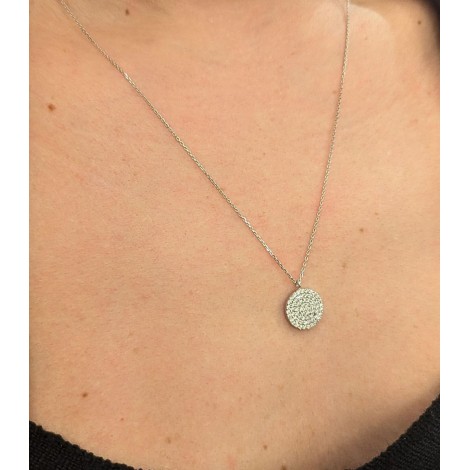Collana Pendente Tondo Oro Bianco 9kt