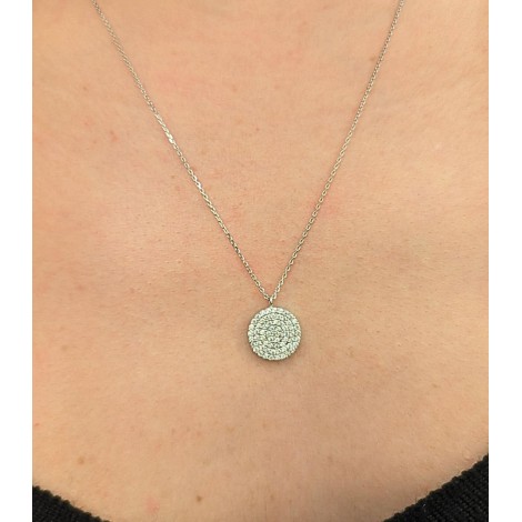 Collana Pendente Tondo Oro Bianco 9kt
