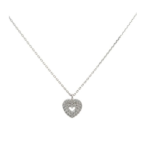 Collana Pendente Cuore Oro Bianco 9kt Zirconi