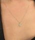 Collana Pendente Luna Oro Bianco 9kt Zirconi
