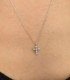 Collana Pendente Mini Croce Oro Bianco 9kt Zirconi