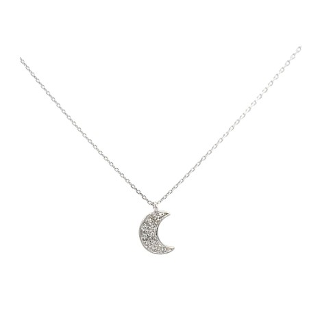 Collana Pendente Luna Oro Bianco 9kt Zirconi