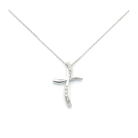 Collana Croce Miluna Oro Bianco 9kt CLD4300X