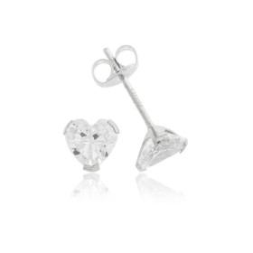 Orecchini Cuore Oro Bianco 9kt Zirconi