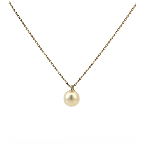 Collana Oro Giallo 9kt Diamante e Perla