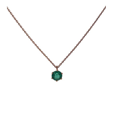Collana Oro Rosa 9kt Quarzo Verde 6MM