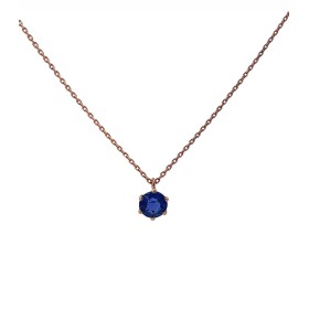 Collana Oro Rosa 9kt Zaffiro Blu 6MM