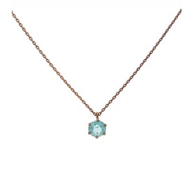 Collana Oro Rosa 9kt Topazio Azzurro 6MM