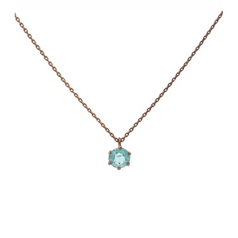 Collana Oro Rosa 9kt Topazio Azzurro 6MM