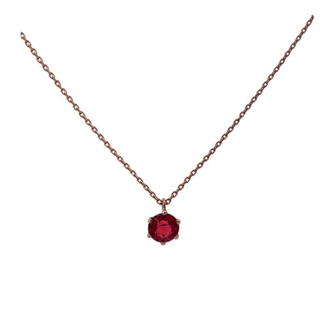 Collana Oro Rosa 9kt Quarzo Rosso 6MM