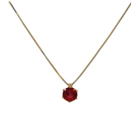Collana Oro Giallo 9kt Quarzo Rosso 6MM