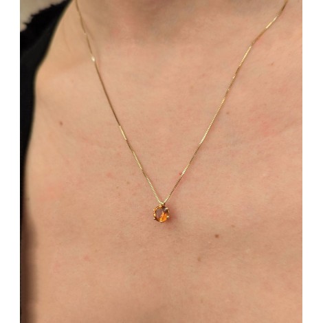Collana Oro Giallo 9kt Quarzo Citrino 6MM