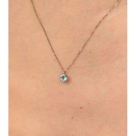 Collana Oro Rosa 9kt Topazio Azzurro 6MM