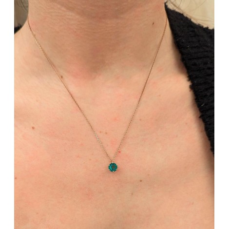 Collana Oro Rosa 9kt Quarzo Verde 6MM