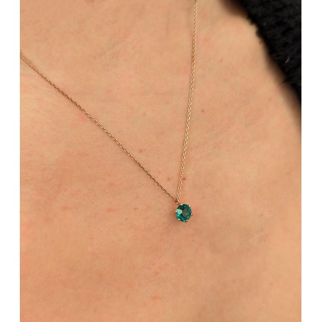 Collana Oro Rosa 9kt Quarzo Verde 6MM