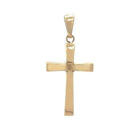 Ciondolo Croce Oro Giallo 18kt Bombata