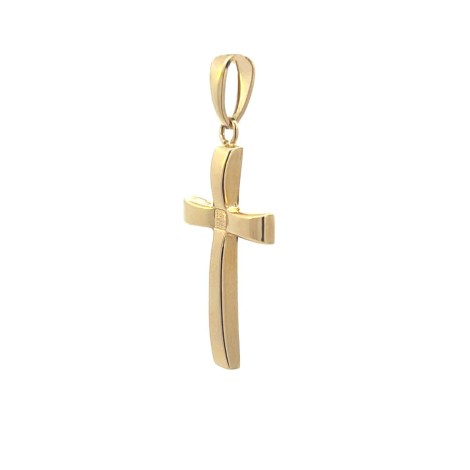 Ciondolo Croce Oro Giallo 18kt Bombata