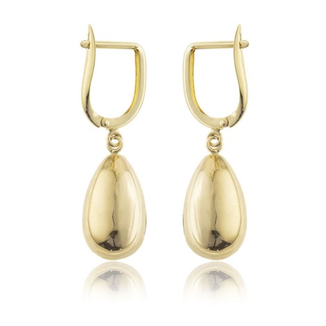 Orecchini Pendenti Goccia Oro Giallo 9kt Bombata