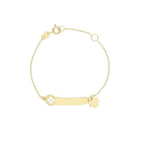 Bracciale Targhetta e Quadrifoglio Oro Giallo 9kt