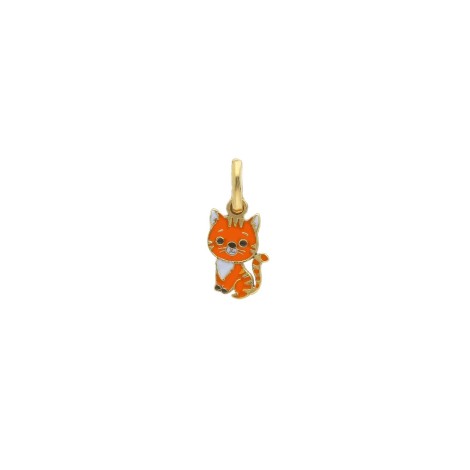 Ciondolo Gatto Oro Giallo 9Kt Smalto