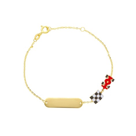 Bracciale Targhetta e Macchina Oro Giallo 9kt Smalto